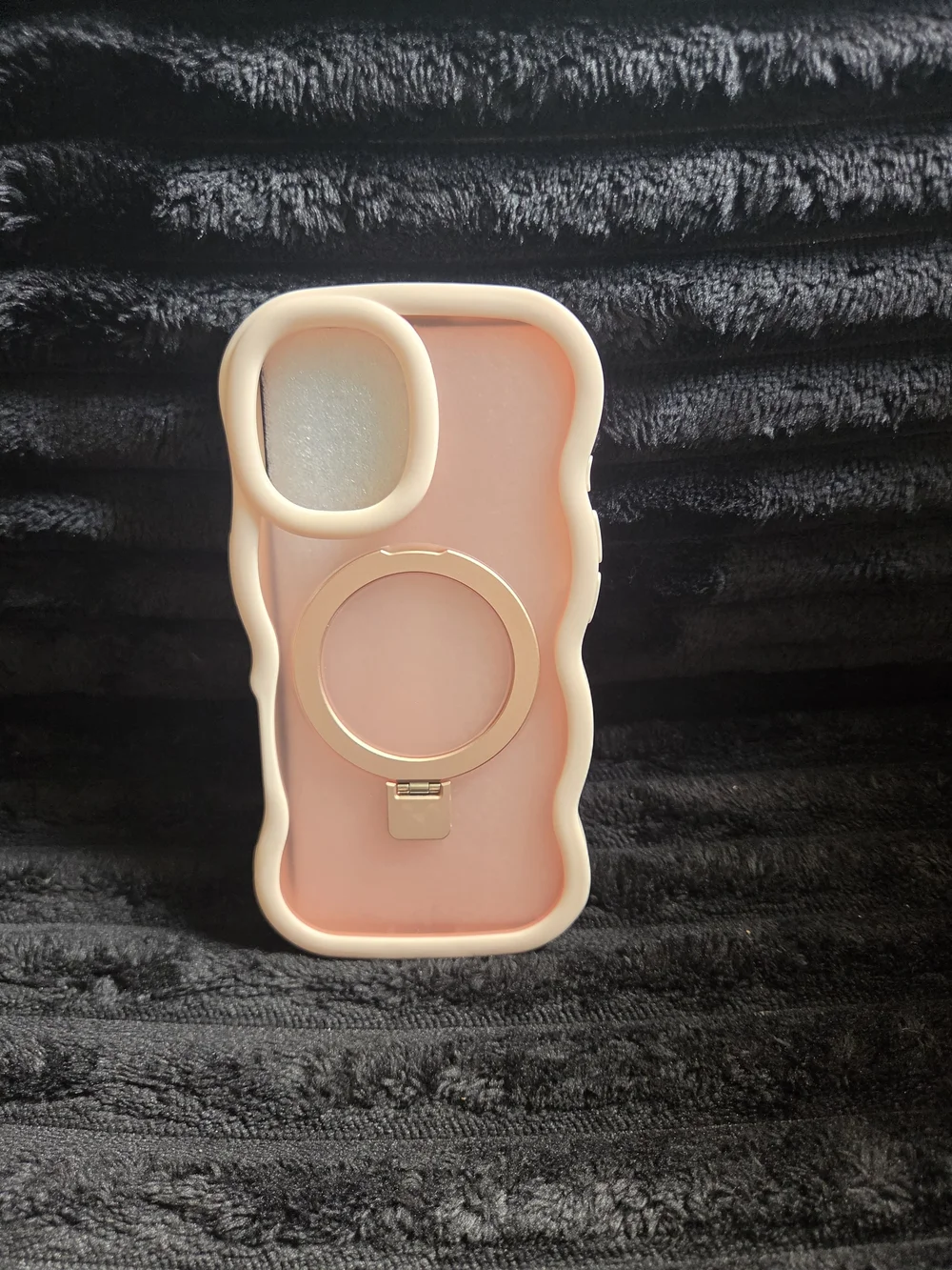 Pink Phone Case with Gold Ring Kickstand - Compatible Cell Accessory